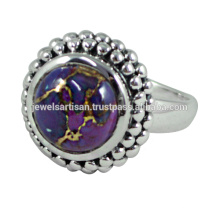 Purple Copper Turquoise 925 Sterling Silver Ring Jewelry